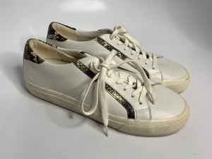 Madewell Sidewalk Low Top Sneakers Womens 8.5 White Excellent Snakeskin MA521 thumbnail 1