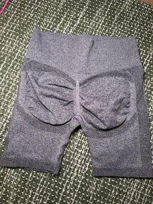High-Waist Seamless Gray Bike Shorts thumbnail 2