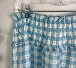NWT Topshop Light Blue Gingham Check Midi Skirt Size 8 thumbnail 3