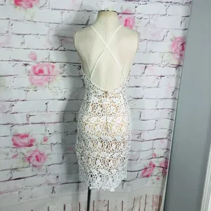 J.O.A. NWT Off white lace strappy back sheath cocktail party dress thumbnail 11
