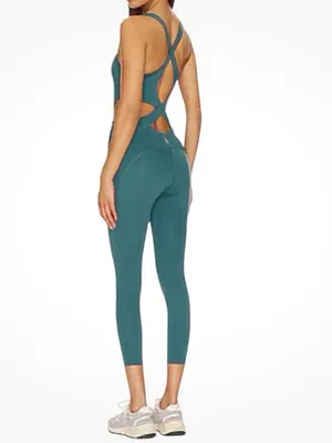 Free People Movement Back It Up One-piece Jumpsuit Pacific Green Size Medium thumbnail 2