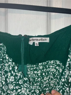 Reformation Esther Green Floral Mini Dress Sz 12 thumbnail 6