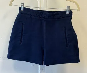 Zara Basic Navy Blue High Waisted Textured Pique Shorts Womens‎ Size Small 26 thumbnail 1