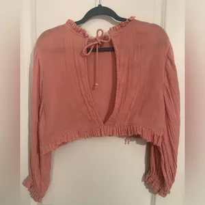 🌸 💓Wonen’s Boho Crop Top With Open Back Tie Pink Size XS thumbnail 2
