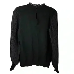 Sioni Women's Black Sheer Pleated Sleeve Mock Neck Blouse Size M‎ thumbnail 3