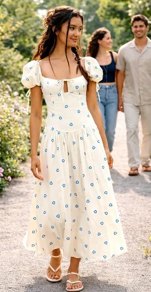 Free People Bali Sprinkled Heart Maxi Dress Tofu Combo 12 thumbnail 1