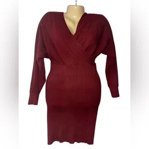 Elegant Knit Dress Red Size 2X thumbnail 4