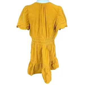 Anthropologie Somerset Mini Cotton Dress Sz L Yellow Maize Mini Corduroy thumbnail 4