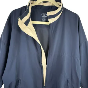 Cutter & Buck Vintage Navy Blue Tan Full Zip Windbreaker Jacket Women's Size‎ L thumbnail 3