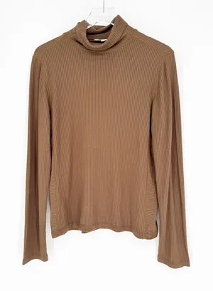 Madewell‎ Ribbed Long Sleeve Turtleneck Women's XL Brown Academia thumbnail 1
