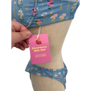 Strawberry Milk Mob Brad's‎ Favorite Floral Bikini Set Blue Ruffle NWT Medium thumbnail 8