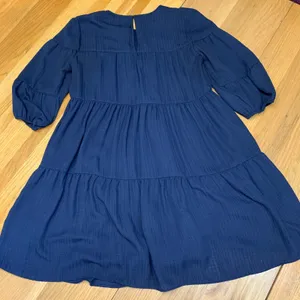 Calvin‎ Klein Navy Blue Tiered Babydoll Dress 3/4 Balloon Sleeve CD2H4N Size 2 thumbnail 5