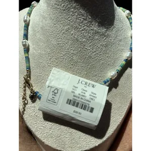 J CREW Iridescent Multi Green‎ Seed Pearl Beads Short Necklace NWT new 💗963 thumbnail 3