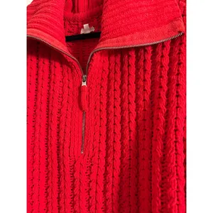 Aerie Red Cable Car Quarter‎ Zip Sweater Medium thumbnail 6