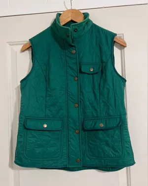 Talbots Green‎ Hunting Vest Fall Diamond Quilted Quilt Vest Fleece Lined thumbnail 1