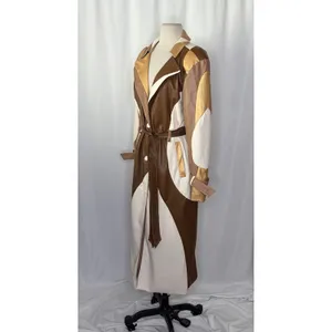 COLIN LOCASCIO Francine Patchwork Trench Coat Vegan Leather Belted Retro Small thumbnail 7