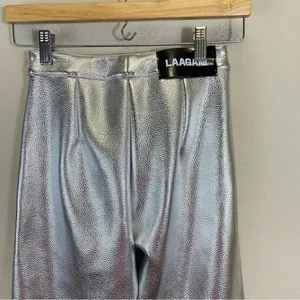 LAAGAM Metallic Wide Leg High‎ Rise Pants NWT Size XXS thumbnail 10