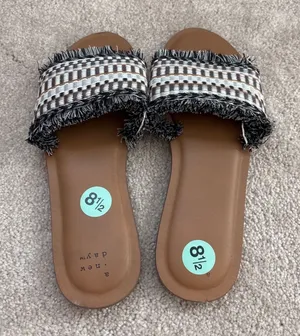 A New Day Multi Woven Slide Sandals Geometric Fringe Boho‎ 8.5 NWOT thumbnail 1