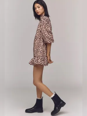 Anthropologie | Long-Sleeve Mock-Neck Swing Mini Dress, M thumbnail 3