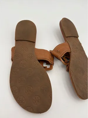 Tory Burch $248 Woman’s 7M Brown Leather Thong Sandals with Logo Accent Size 7M thumbnail 7