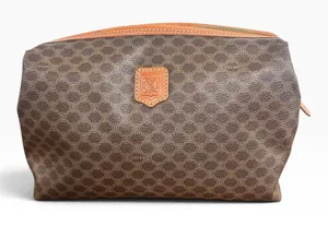 Celine Brown Macadam Toiletry Bag Made In Italy Travel Cosmetic Case Unisex thumbnail 1