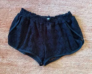 OP Ocean Pacific Black Lace Beach Shorts Women Size M thumbnail 1