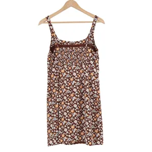 Hollister Brown Floral Daisy Mini Dress Smocked Back Square Neck Size M Regular thumbnail 5