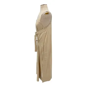 Cuyana Linen Blend Tie Front Square Neck Maxi Dress Beige Minimalist Size Small thumbnail 7
