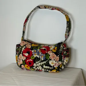 Vera Bradley ‘Poppy Fields’ Shoulder Bag Vibrant Floral Design Quilted Cotton thumbnail 2