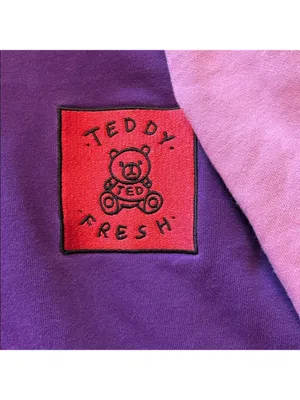 Teddy Fresh Color Block‎ Hoodie Purple, Red, Pink, Green Size Large EUC thumbnail 4