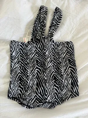Free People Movement Flutter Kick Zebra Print Tank Top XS/S NWOT Black/White thumbnail 3
