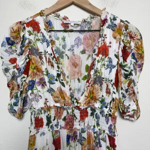 Olivaceous Women Babydoll Dress Small White Floral Butterfly Garden‎ Wedding thumbnail 5