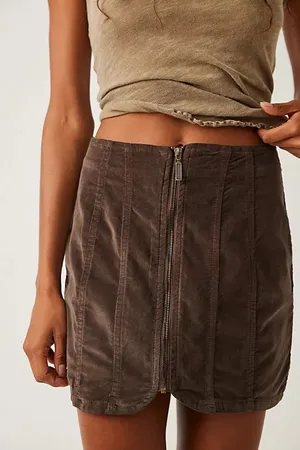 Free People Layla Corduroy Mini Skirt Mocha thumbnail 1