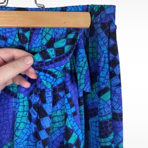 Vintage Jantzen Women’s Size Medium Faux Wrap Skirt Blue Purple Green Black thumbnail 2