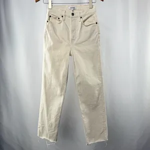 RE/DONE 70s High Rise Stove Pipe‎ Jean in Vintage White Size 25 thumbnail 4