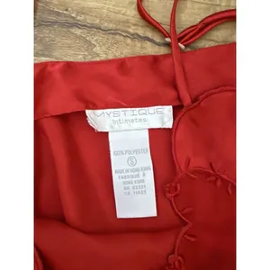 Retro Mystique Red Satin Heart Sheer Pajama Set Y2K Small Camisole Shorts‎ thumbnail 4