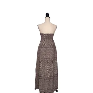 Anthropologie Edme & Esyllte Dress Womens 0 Brown Cream Geometric Print Maxi thumbnail 2