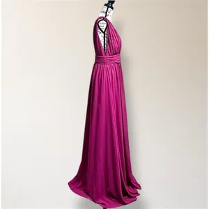 Lulus Heavenly Hues M Magenta Maxi Dress‎ Deep V Side Slit Formal Homecoming thumbnail 4