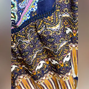 Johanne Beck Floral Paisley Print Silk Lace Tiered Maxi Dress Strap Boho. SZ S/M thumbnail 8