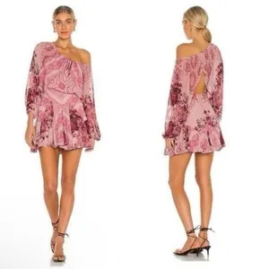 Free people floral boho bohemian mini dress, size Xs thumbnail 2
