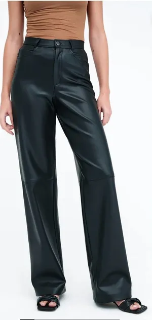 Marcella Women's Julien Black Vegan Leather‎ Wide Leg Pants Size XL NEW thumbnail 1