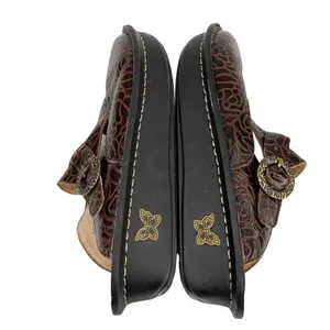 Alegria Rose Embossed Brown Leather Clogs 38 ALG-532 thumbnail 7