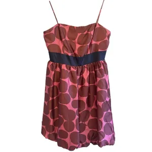 Juicy Couture Pink Brown Apple Print Bubble Hem Silk Mini‎ Dress Size 8 Y2K thumbnail 3