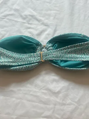Time and Tru Teal Patterned Bandeau Bikini Top Blue thumbnail 4