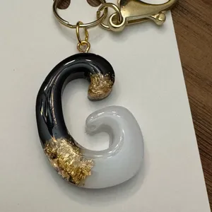 Handmade Gold and Black Initial G Key Holder thumbnail 3