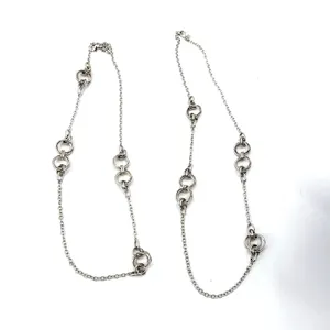 Banana Republic Set 2 Silver Tone Statement Links Chain Necklace Layered thumbnail 6