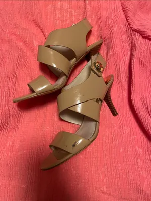 MICHAEL Michael Kors Tan Patent Leather Slingback Heels thumbnail 3