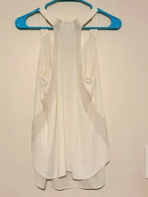 Rag & Bone Chieftain Leather-Trim Racerback Tank Top White Ivory Size Small thumbnail 2