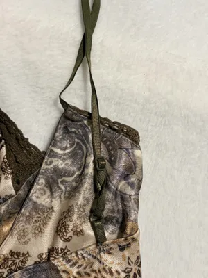Xhilaration Y2K Vintage XL Satin Camisole Top Brown Paisley Print Lace thumbnail 6