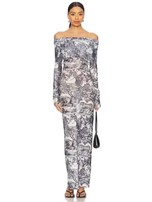 Superdown Karasi Maxi Dress in Toile Navy thumbnail 2